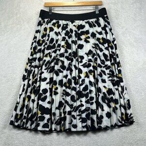Metro Wear Animal Print Pleated Midi Skirt Size L Animal Elastic Waist Dressy